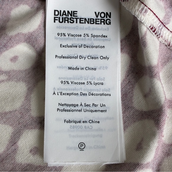 Diane Von Furstenberg Burgundy & White Printed Twist Waist Dress Medium - Picture 10 of 12